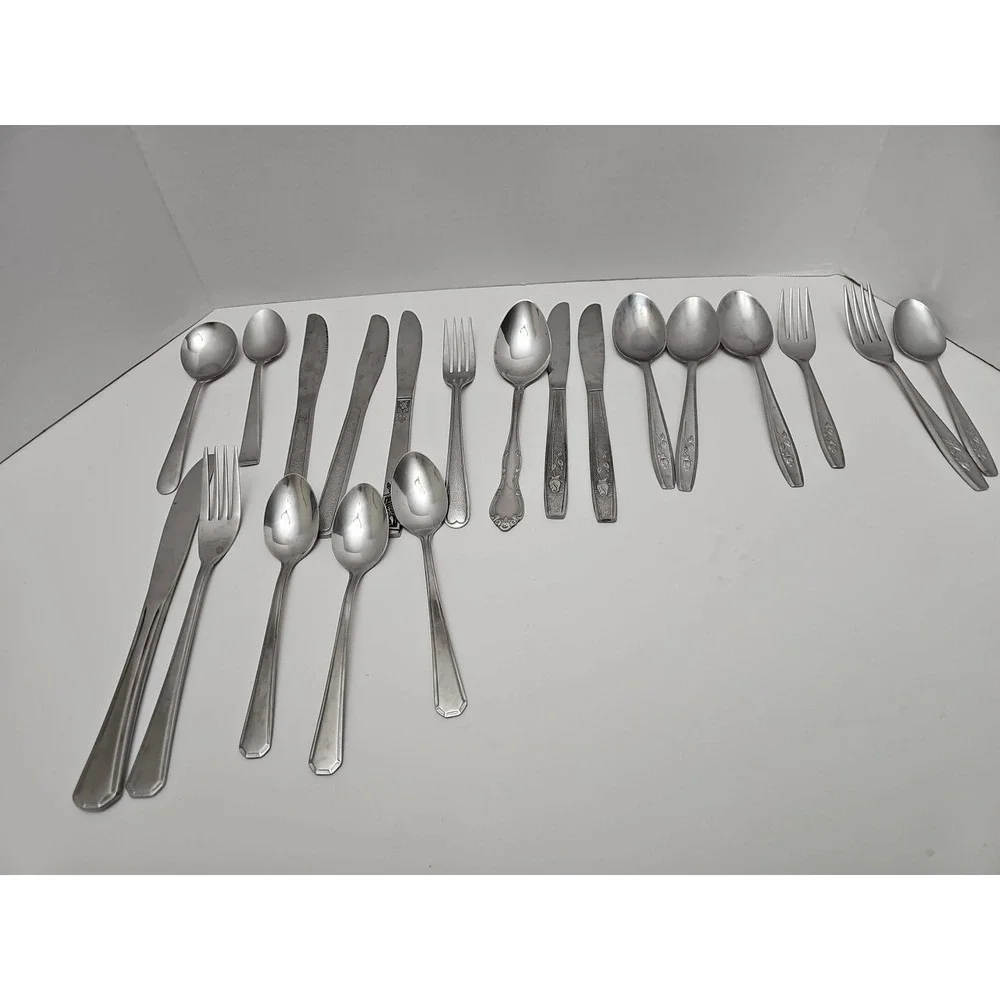 20pc Stainless Steel Silverware Flatware‎ Lot Assorted Pieces Mixed Patterns